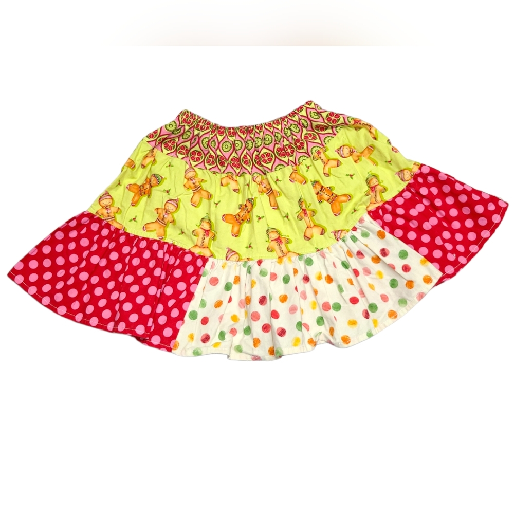 MOMI BOUTIQUE SKIRT GIRLS 16IN WAIST CHRISTMAS HOLIDAY GINGERBREAD PATCHWORK